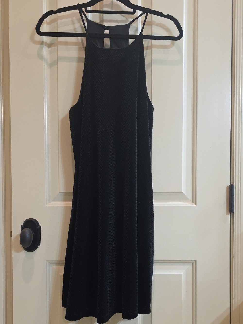 Black Halter Velvet Dress - Women
